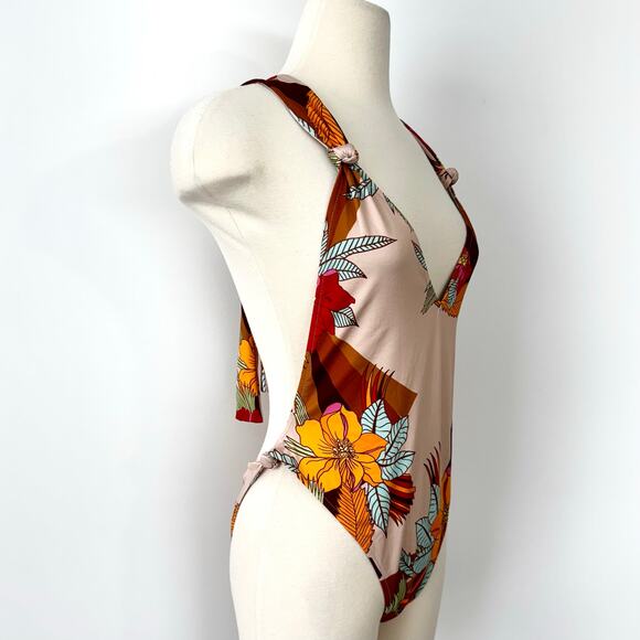 Free People Fp Beach Sharon Printed One-Piece Swimsuit in Botanical Motif L NWT - Picture 6 of 12